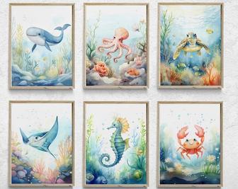 Nautical Nursery Canvas Set With Ocean Animal Art - Ideal For Ocean-Themed Baby Room | Familywalldecor UK