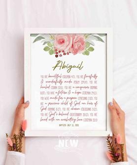 Thoughtful Baptism Gift For Godchild - Personalized Nursery Wall Art For Baby Girl's Room | Familywalldecor CA