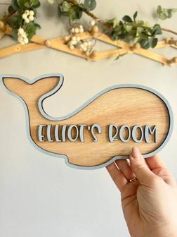 Custom Whale Wood Sign For Under The Sea Nursery Ocean Wall Art | Familywalldecor AU