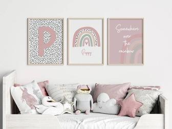 Personalized Rainbow Canvas For Baby Girl Nursery Wall Art - Pink Decor For Kids Room & Playroom | Familywalldecor UK