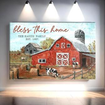 Rustic Farmhouse Canvas Art - Personalized Family Wall Decor With Farm Animals For Living Room | Familywalldecor CA