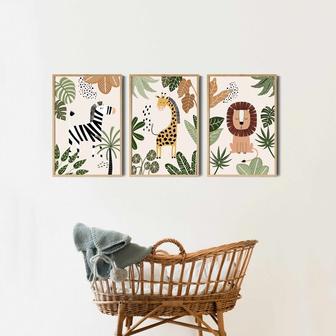 Safari Animal Jungle Nursery Canvas Prints For Playroom Boho DéCor | Familywalldecor UK