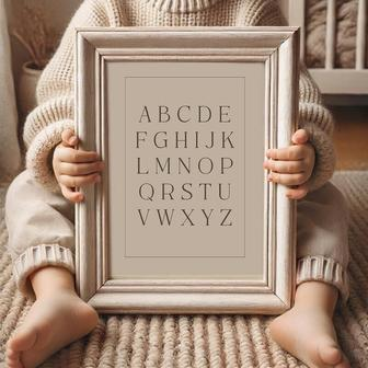 Vintage Alphabet Canvas Nursery Wall Decor For Kids Gender Neutral Classroom Beige Letters | Familywalldecor UK