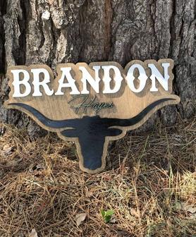 Personalized Western Baby Boy Wood Sign - Cow Themed Nursery Decor For Boys | Familywalldecor CA