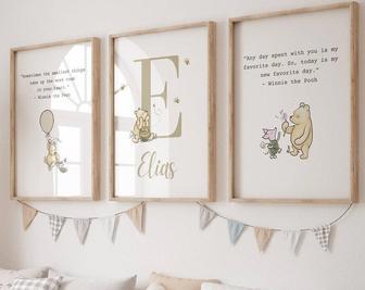 Personalized Winnie The Pooh Canvas For Baby Nursery - Classic Wall DéCor With Custom Name | Familywalldecor UK