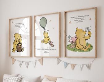 Winnie The Pooh Canvas Set - Inspirational Quotes For Kids Room Decor | Familywalldecor UK