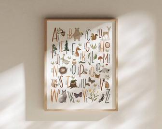 Woodland Alphabet Canvas For Nursery - Woodland ABCs & Numbers Art Decor | Familywalldecor UK