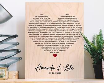 Personalized Heart-Shaped Wedding Song Lyrics Canvas Art For Anniversary Gift | Familywalldecor CA