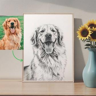 Custom Dog Canvas - Pencil Sketch Portrait For Dog Owners, Perfect Gift For Dog Dad Or Mom, Multiple Dogs Option | Familywalldecor