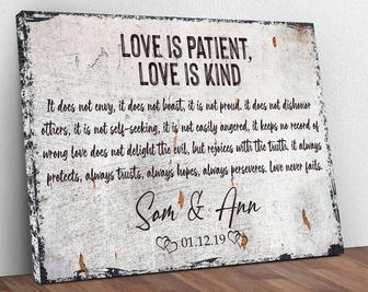 Valentine-Themed Personalized Love Is Patient Metal Sign - Thoughtful Wedding & Anniversary Gift For Couples Decor | Familywalldecor CA