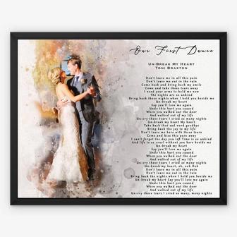 Custom Framed Canvas With Wedding Song Lyrics - Romantic Anniversary Or First Dance Keepsake For Couples | Familywalldecor CA