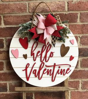 Personalized Valentine Wood Sign - Farmhouse Door Hanger For Front Porch Decor | Familywalldecor CA