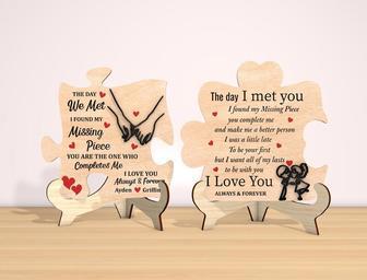 Personalized Valentine's Puzzle Wood Sign For Romantic Anniversary Gifts | Familywalldecor CA