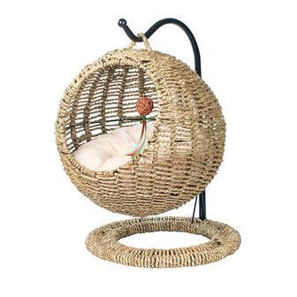 Petdom Hand Made Wicker Cat Bed Basket - Cozy Rattan Pet House | Rusticozy CA