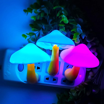 LED Night Lights Mushroom Shape Automatic Sensor Toilet Bedroom Decor Wall Lamps - Monsterry