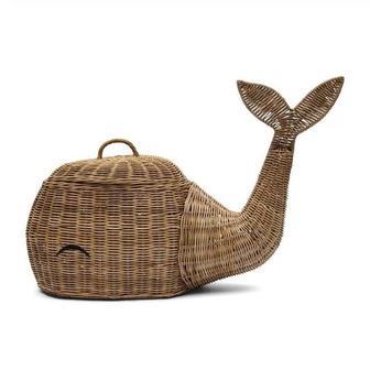 Boho Whale Rattan Basket for Kids Room Storage | Rusticozy