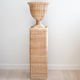 Braided Rattan Square Floor Wicker Vase for Home Decor | Rusticozy UK