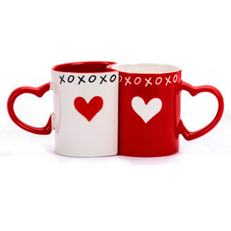 Ceramic Couple Mugs - Heart-Shaped Design for Valentine's | Rusticozy