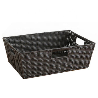 Chic Black White Imitation Wicker Gift Basket | Rusticozy