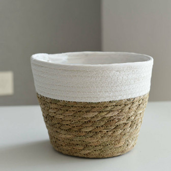 Circular Woven Flower Basket with Handles for Home Decor | Rusticozy DE