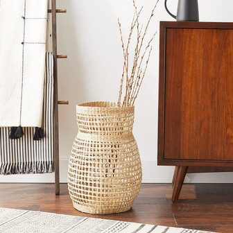 Colorful Braided Seagrass Vase - Wicker Floor Vase for Home Decor | Rusticozy