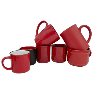 Customizable Red Ceramic Coffee Mugs in Multiple Sizes | Rusticozy UK