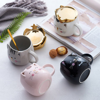 Cute Cat Coffee Mug with Spoon for Women and Girls | Rusticozy UK