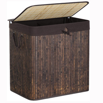 Divided Bamboo Laundry Basket with Cotton Handles | Rusticozy