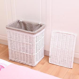 Elegant White Wicker Laundry Basket for Hotels | Rusticozy AU