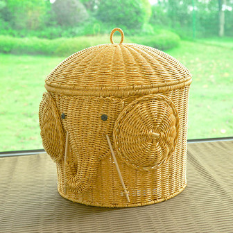 Elephant Design Handwoven Storage Basket | Rusticozy UK