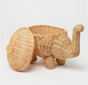 Elephant Toy Storage Basket - Rattan Woven for Kids | Rusticozy AU