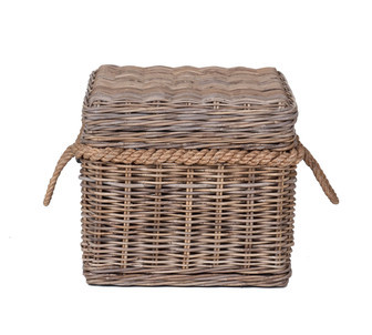 Foldable Square Natural Rattan Wicker Basket With Lid for Kitchen | Rusticozy