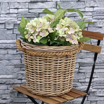 Grey Rattan Wicker Flower Pot for Garden | Rusticozy