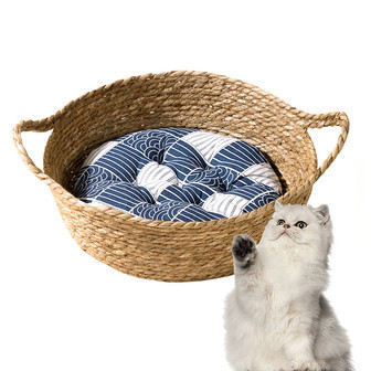 Hand Woven Round Wicker Dog Bed for Indoor and Outdoor | Rusticozy CA