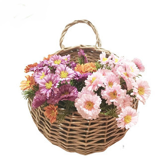 Handmade Grey Wicker Flower Basket for Wall Decoration | Rusticozy