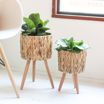 Handmade Indoor Water Hyacinth Plant Pots with Stands | Rusticozy