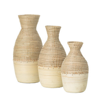 Handmade Natural Bamboo Wicker Vase for Home & Office | Rusticozy