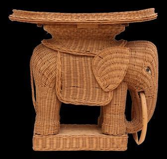 Handmade Vintage Rattan Elephant Side Table Decor | Rusticozy UK