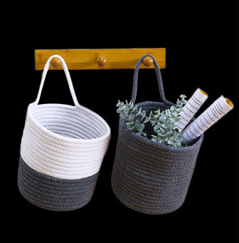 Handmade Wall Hanging Cotton Rope Basket for Home Storage | Rusticozy UK