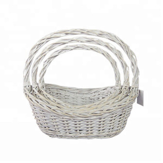 Handmade White Wicker Flower Basket for Flowers | Rusticozy CA