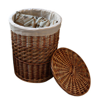 Handmade Wicker Laundry Hamper for Storage | Round Wicker Basket With Lid | Rusticozy