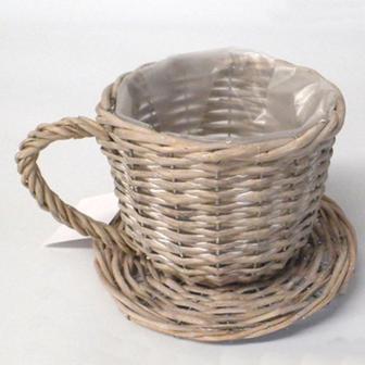 Handmade Wicker Teacup Planter for Garden Use | Rusticozy