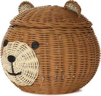 Handwoven Bear Head Wicker Shelf Organizer Decoration | Rusticozy CA