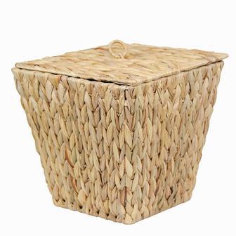 Handwoven Water Hyacinth Laundry Basket with Lid | Rusticozy DE