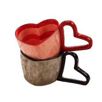 Heart Shaped Red Ceramic Coffee Mug for Valentine's Day Gifts | Rusticozy CA