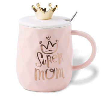 Luxury Ceramic Crown Coffee Mug with Lids for Mom | Mug for Women | Rusticozy CA