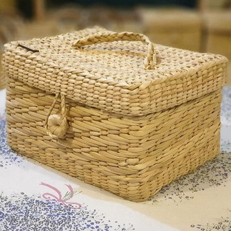 Modern Style Woven Storage Box for Home Decor| Square Wicker Basket With Lid | Rusticozy