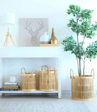 Natural Handcrafted Woven Bamboo Plant Pots | Rusticozy CA