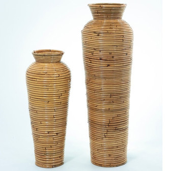 Natural Rattan Vase with Cane Frame - Tall Wicker Vases for Home Decor | Rusticozy UK