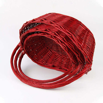 Natural Woven Red Wicker Supermarket Basket with Handles | Rusticozy
